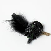 BLACK FEATHERED BOUQUET BROOCH